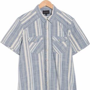 Lucky Brand Blue and Cream Striped Casual Shirt